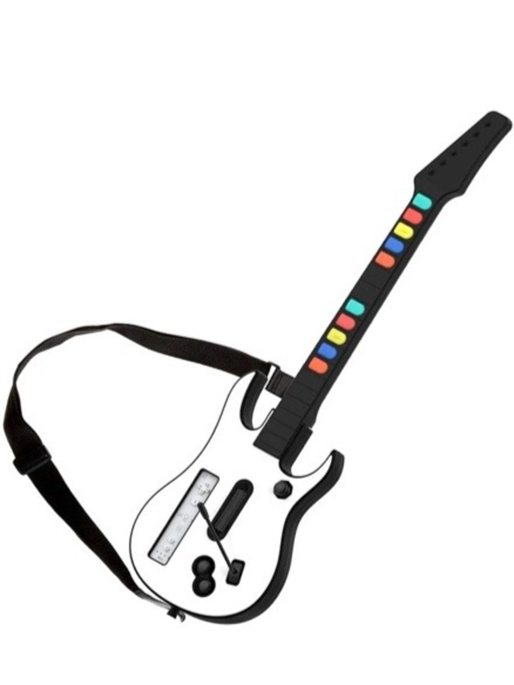 Wireless White Guitar Controller - Multicolor Fret Buttons for Wii